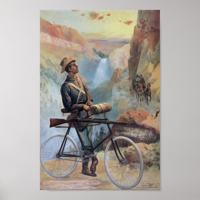 Mann auf dem Fahrrad, Yellowstone Nationalpark Vin Poster (Vorne)