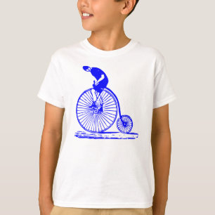 Mann auf einem Penny Farthing - Blau T-Shirt