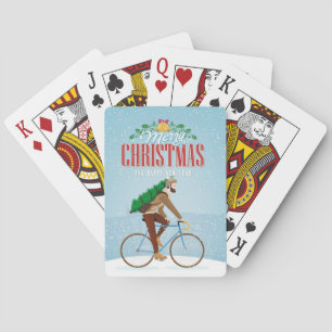 Mann auf Fahrrad Weihnachtskarten Spielkarten