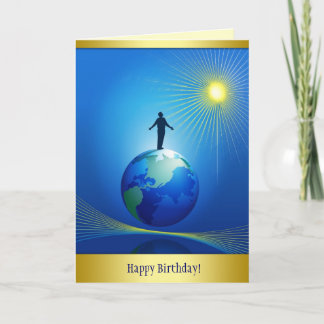 Mann auf Globe Karte