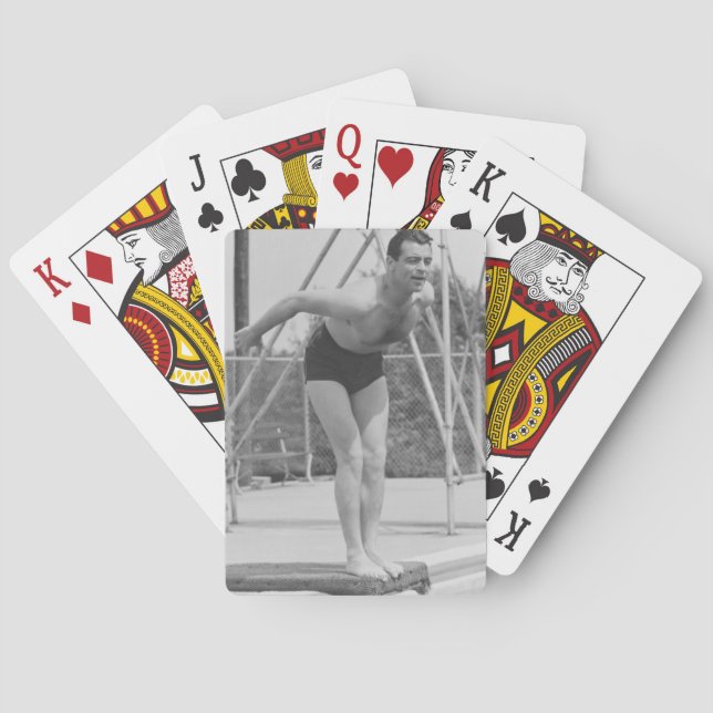Mann auf Sprungbrett Spielkarten (Rückseite)