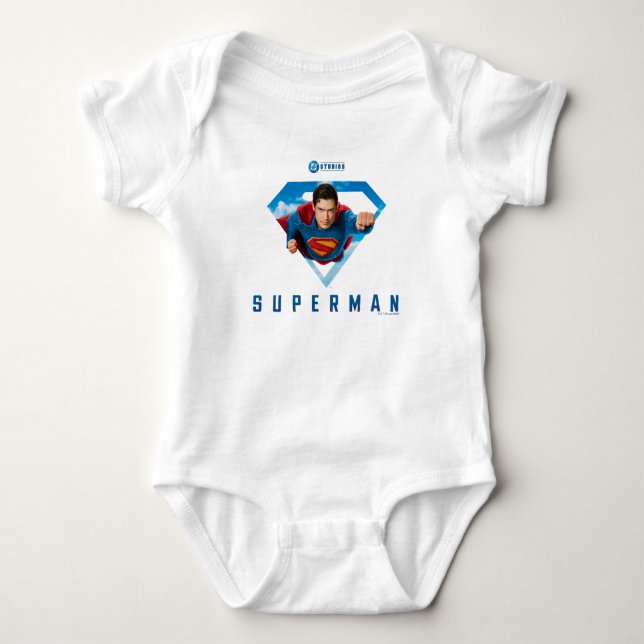 Mann aus Stahl im Flug Baby Strampler (Vorderseite)