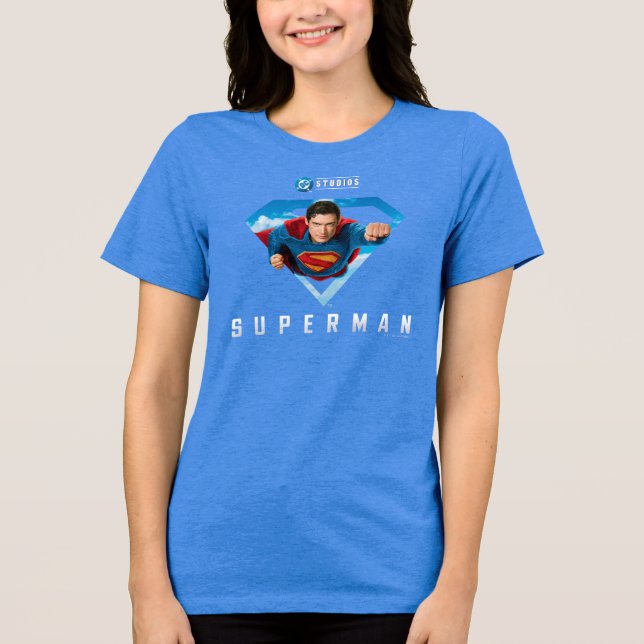Mann aus Stahl im Flug Tri-Blend Shirt (Vorderseite)