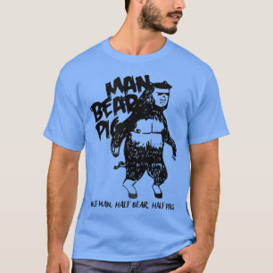 Mann Bär Schwein Lustig Retro Tier Herren Grafik T T-Shirt