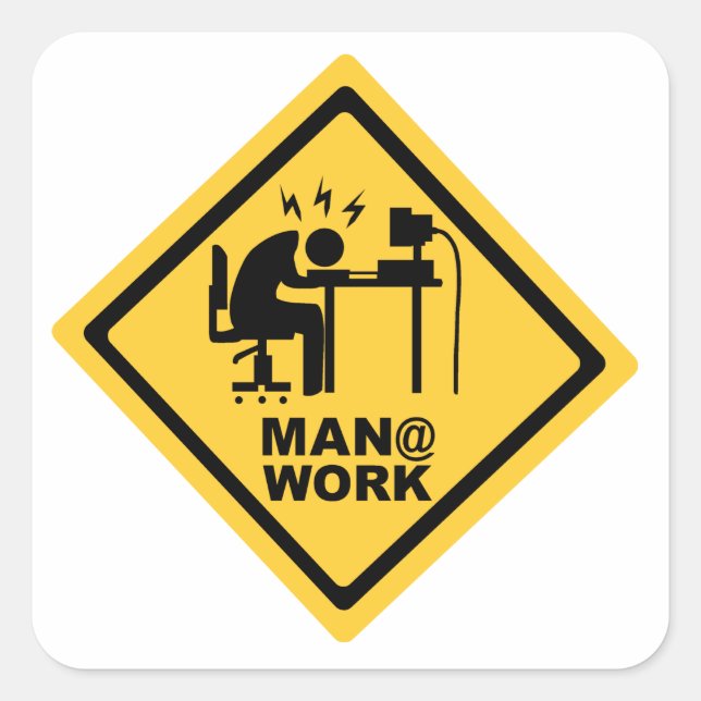 Mann bei der Arbeit Quadratischer Aufkleber (Vorderseite)