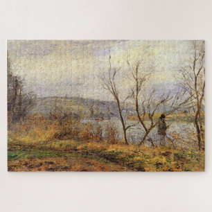 Mann beim Angeln an der Oise - Camille Pissarro Puzzle