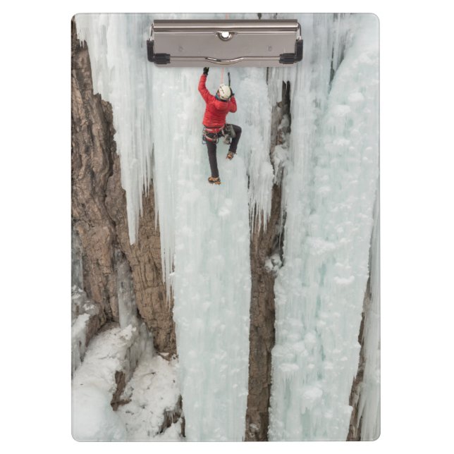 Mann beim Eisklettern, Colorado Klemmbrett (Vorderseite)