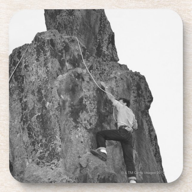 Mann beim Klettersteigen Untersetzer (Vorderseite)