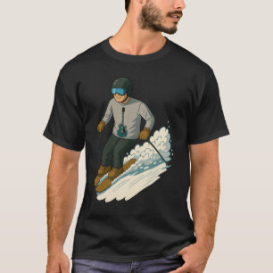 Mann beim Skifahren mit Gitarre-Shirt transparent T-Shirt