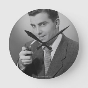 Mann-Beleuchtungs-Zigarette Runde Wanduhr