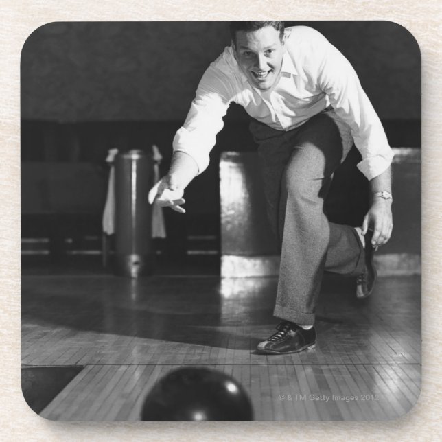 Mann-Bowling Getränkeuntersetzer (Vorderseite)