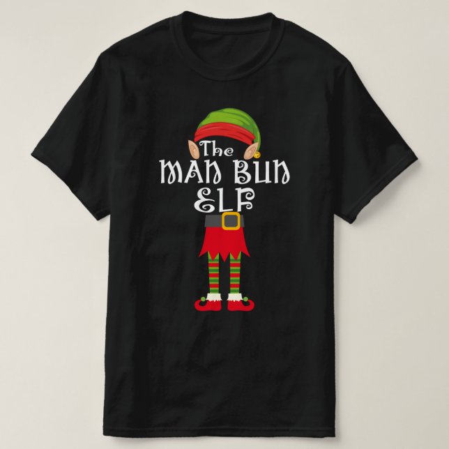 Mann-Bun-Elf-Familie passend Weihnachten T-Shirt (Design vorne)