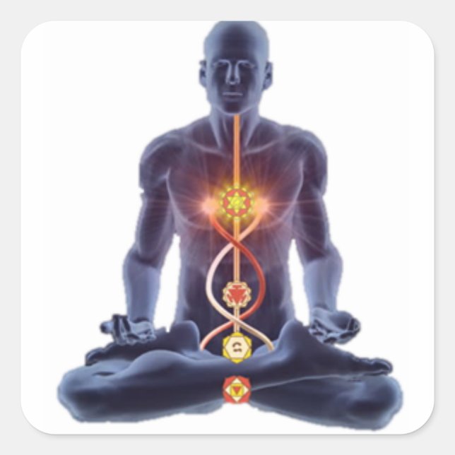 Mann Chakras Quadratischer Aufkleber (Vorderseite)