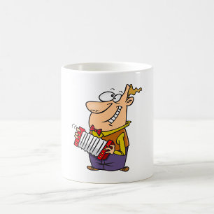 Mann, der Akkordeon spielt Kaffeetasse