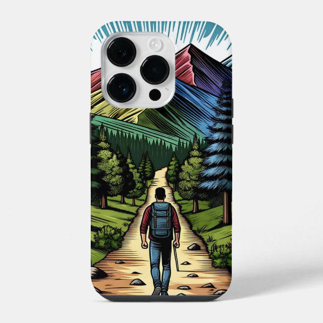 Mann, der auf Wanderwegen wandert iPhone Hülle (Rückseite)