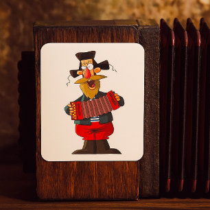 Mann, der das Akkordion spielt Quadratischer Aufkleber