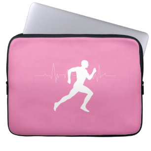 Mann, der die Silhouette der Läufer auf rosa Hinte Laptopschutzhülle