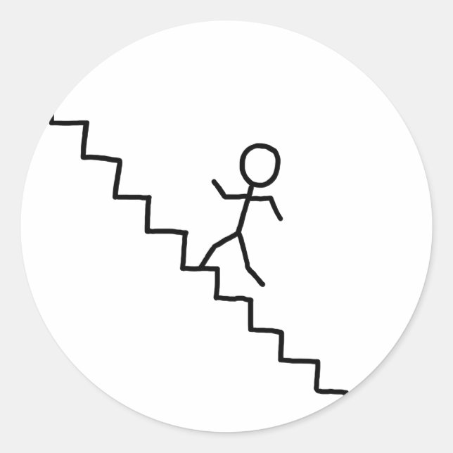 Mann, der die Treppe hochgeht Runder Aufkleber (Vorderseite)