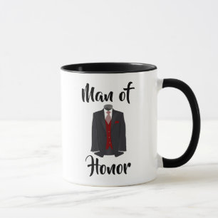 Mann der Ehre Burgund Tuxedo Hochzeitscoffee Tasse