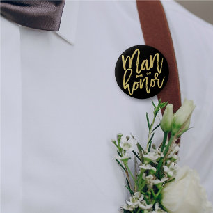 Mann der Ehre Chic Gold Script Brautparty Hochzeit Button