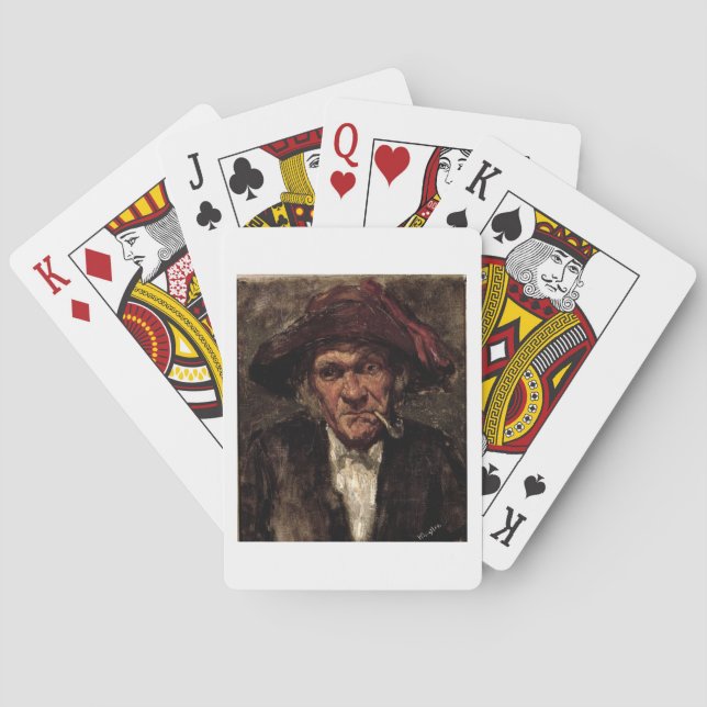 Mann, der ein Rohr, c.1859 raucht Spielkarten (Rückseite)