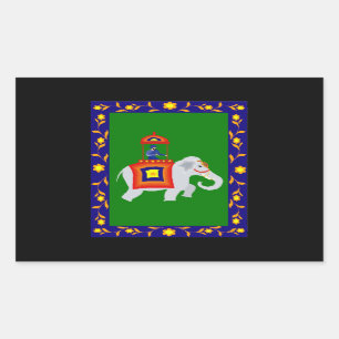 Mann, der Elephant fährt Rechteckiger Aufkleber