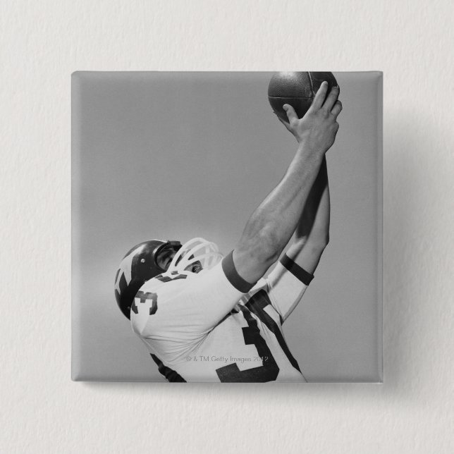 Mann, der Fußball spielt Button (Vorderseite)