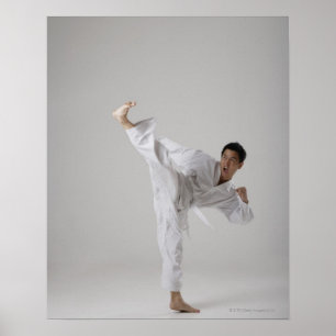 Mann, der hoch in der Luft kickt, Kampfkunst Poster