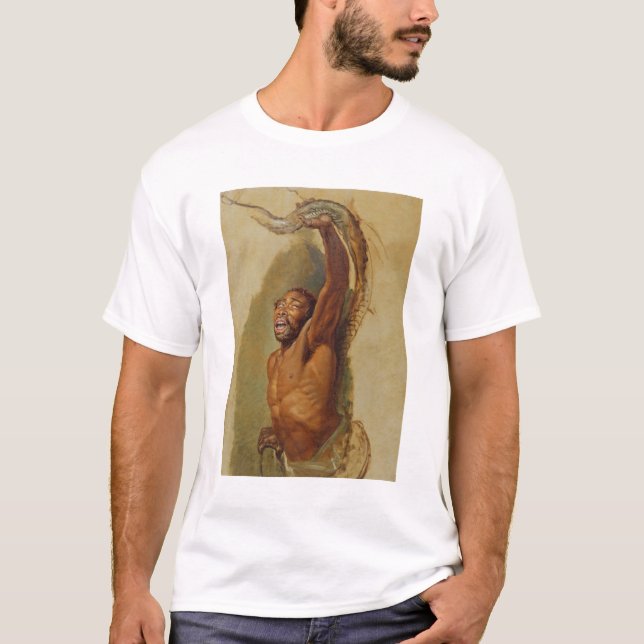 Mann, der mit einer Boa constrictor kämpft, Studie T-Shirt (Vorderseite)