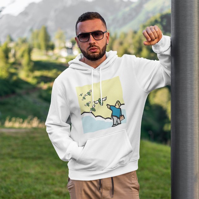 Mann, der mit Flügeln auf Geld zeigt Hoodie (Von Creator hochgeladen)