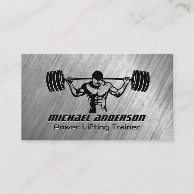 Mann, der schwere Gewichte besetzt | Metallic Grun Treuekarte (Vorderseite)