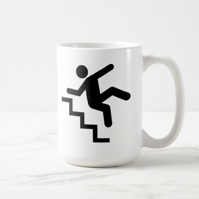 Mann, der unten die Treppe fällt Kaffeetasse (Rechts)