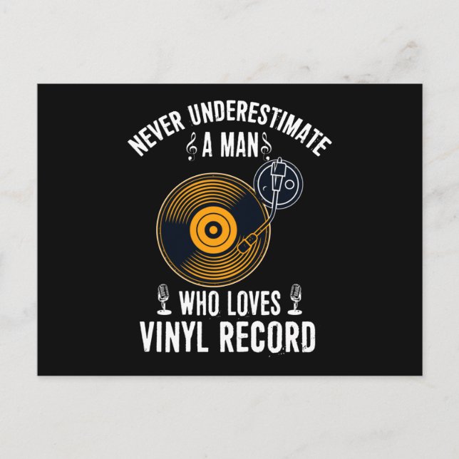 Mann, der Vinyl Record Liebe Funny Music Lover Postkarte (Vorderseite)