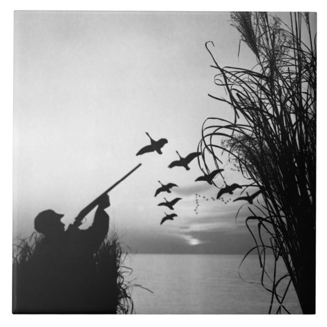 Mann-Enten-Jagd Fliese (Vorderseite)