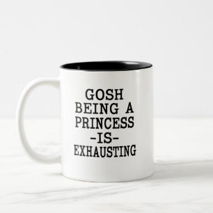 Mann erschöpft Sein eine Prinzessin lustigen Zweifarbige Tasse
