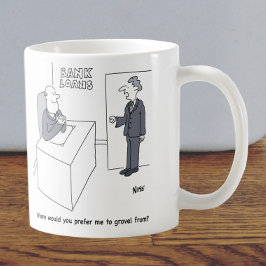 Mann erwartet, in der Abteilung für Bankdarlehen z Kaffeetasse