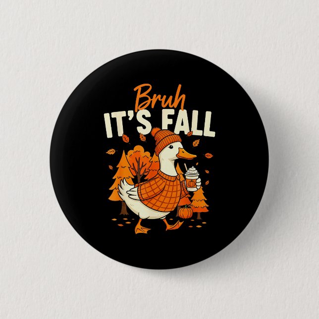 Mann, es ist Herbst, Gans, Kürbisgewürz, Erntedank Button (Vorderseite)