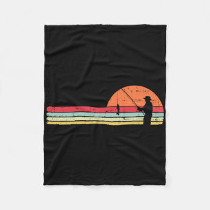 Mann Fischer Sonnenuntergang Retro Angeln Fischer  Fleecedecke