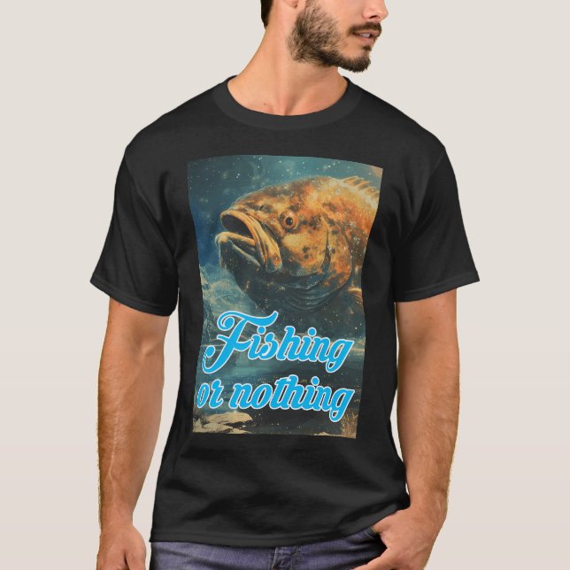 Mann fischt großen Fisch, surreal T-Shirt (Vorderseite)