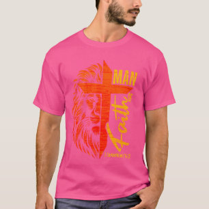 Mann Glaube Kreuz Christlicher Löwe Bibel Schrift  T-Shirt