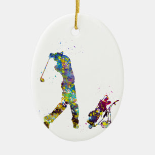 Mann Golfer Keramik Ornament