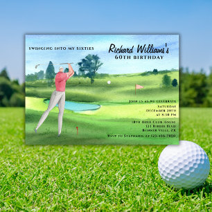 Mann Golfspieler Swinging Sixties 60. Geburtstag Einladung