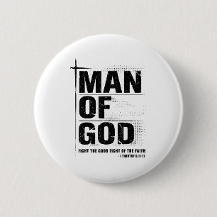 Mann Gottes Christlicher Vater Bibelvers Timothy 6 Button