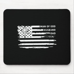 Mann Gottes Ehemann Vater Christ Amerikanische Fla Mousepad