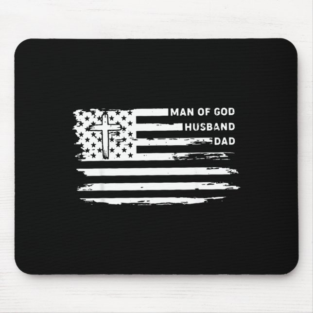 Mann Gottes Ehemann Vater Christ Amerikanische Fla Mousepad (Vorne)