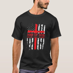 Mann Gottes Ehemann Vater Grandpa Usa Flagge Jesus T-Shirt