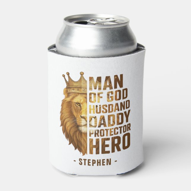 Mann Gottes Löwenkronendesign - Mann, Papa Dosenkühler (Kanne Vorderseite)
