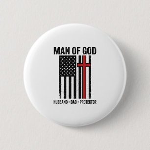 Mann Gottes Patriotisches Kreuz Christliches T-Shi Button