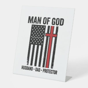Mann Gottes Patriotisches Kreuz Christliches T-Shi Sockelschild