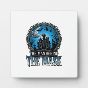 Mann hinter Maske Halloween Spukhaus Hexe_1 Fotoplatte